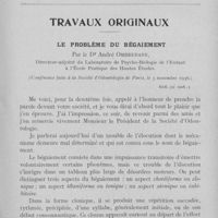 0082 - Page sans numérotation - Travaux originaux. Le problème du bégaiement par le Dr André Ombredane