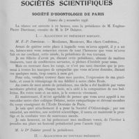 0120 - Page 119 - Sociétés scientifiques. Société d'odontologie de Paris. Séance du 3 novembre 1936. Allocution du président sortant / Allocution du nouveau président