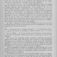 0188 - Page 187 - Sociétés scientifiques. Société d'odontologie de Paris. Séance du 5 janvier 1937. IPrésentation de films d’enseignement, par MM. Les Drs De chaume, Thévenard et Déliberos / IIIncidents de la pratique courante. — Le relèvement mécanique des dents de sagesse en mésio-version, par G. Villain