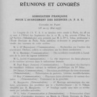 0191 - Page 190 - Réunions et congrès. Association française pour l'avancement des sciences. Congrès de Paris (18 au 23 mai 1937)