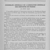 0200 - Page sans numérotation - Bulletin de l'Association Générale des Dentistes de France. Assemblée générale de l'association générale des dentistes de France. 20/02/1937