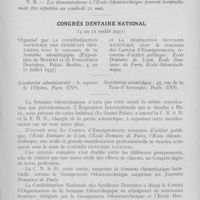 0260 - Page 259 - Réunions et congrès. Association française pour l'avancement des sciences. Congrès de Paris (18 au 23 Mai 1937) / Congrès dentaire national. 4 au 11 juillet 1937