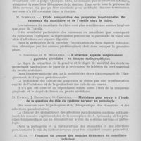0310 - Page 307 - Revue analytique. La stomatologie soviétique, 1936 par L. Blanc. M. Milachetchkina. — Innervation de la dentine humaine / M. Schwarz. — Etude comparative des propriétés fonctionnelles des vaisseaux du maxillaire et de l'oreille chez Le chien / S. Simonson et R. Mékhanik. — L'affection appelée vulgairement « pyorrhée alvéolaire » en images radiographiques / D. Entine, J. Bronstein, G. Chkoliar. — Matériaux pour servir à l'étude de la question du rôle du système nerveux en pathologie / A. Katz. — Fonction du groupe des muscles élévateurs du maxillaire inférieur