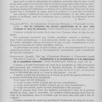 0313 - Page 310 - Revue analytique. La stomatologie soviétique, 1936 par L. Blanc. A. Levinson et E. Askinazi. — Du rôle des bactéries acidophiles dans les processus pathologiques de la cavité buccale / Tokarski. — Sur les variations des artères superficielles de la face chez l'homme et chez les primates. (Folia Morphologica, Varsovie, 1936) / Grzybowski (Joseph). — Contribution à la morphologie et à la mécanique de la mandibule humaine. (Folia Morphologica, Varsovie, 1936)