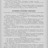 0330 - Page 327 - Réunions et congrès. Congrès dentaire national. 4 au 11 juillet 1937 / Journées d'hygiène dentaire - (Organisées par la confédération nationale des syndicats dentaires). 6-7 juillet 1937