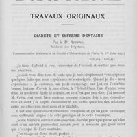 0468 - Page sans numérotation - Travaux originaux. Diabète et système dentaire par le Dr Azerad