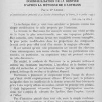 0531 - Page 528 - Travaux originaux. Insensibilisation de la dentine d'après la méthode de Hartmann par le Dr Lesbre