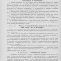 0543 - Page 540 - Revue analytique. La stomatologie soviétique, 1937. Prof. Loukomsky. — Action thérapeutique des préparations à base d'argent / M. Prisselkof et L. Rimskaïa. — Étude des propriétés bactéricides, de l'argent et de ses composés / A. Skarzova. — Traitement des périodontites aiguës par la méthode de la triple action (De la diathermie) / E. Babitskaïa. — Gouttières en celluloïd / Tsitrine. — Appareillage simplifié pour la fusion et la coulée des prothèses en acier