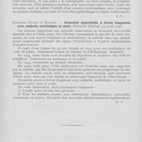 0595 - Page 592 - Revue analytique. Claus (H). — Un cas de septicémie d'origine dentaire (Les Annales d'Oto-Laryngologie, février 1937) / Grether, Dusan et Bonnet. — Stomatite mercurielle à forme fongueuse avec néphrite azotémique et mort (Marseille Médical, 25 avril 1937)