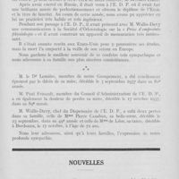 0628 - Page 623 - Nécrologie. Lucien Lemerle 1852-1937, Madame Paul Dubois, André Fernagut, M. Bernard Elkan, Mme pierre Cazaban, Mme de Léon / Nouvelles. Distinction honorifique / Légion d'honneur