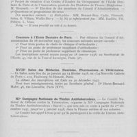 0693 - Page 688 - Nouvelles. Assemblée Générale de la Société de l'Ecole et du Dispensaire dentaires de Paris / Concours à l’Ecole Dentaire de Paris / XVIIIe Salon des Médecins, Dentistes, Pharmaciens et Vétérinaires / XIe Campagne Nationale du Timbre Antituberculeux