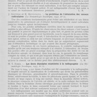 0024 - Page 23 - Revue analytique. A. Mejova. — L’argent dans l’obturation des canaux radiculaires. — (La stomatologie Soviétique, 1937) / J. Goutner et R. Revidtsova. — Le problème de l’obturation des canaux radiculaires (La Stomatologie Soviétique, 1937) / M. T. Eiber. — Les dents dépulpées examinées à la radiographie (La stomatologie Soviétique, 1937)