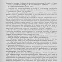 0025 - Page 24 - Revue des livres. jacques Filderman. — Technique des coiffes métalliques et des coiffes avec mortaises — (Editions de l’Information Dentaire, Paris, 1938)