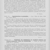 0107 - Page 104 - Revue des livres. Ulysse Vauthier. — Contribution à la thérapeutique des paradentoses (Contrôle expérimental de quelques méthodes de traitement — (1937, zurich, Imprimerie Berichthaus) / Brochère (F). — Les problèmes de la pratique quotidienne. — (1938, Paris, Editions de l'Information Dentaire) / Gués (A). — Agranulocytose et pyramidon. — (1937, thèse de Paris, édité chez Vigot frères) / Cernéa (P). — Traitement des épithéliomas du maxillaire inférieur, par L’électro-coagulation suivie de curiethérapie. — (Thèse de Paris, 1938. Edité chez A. Legrand)