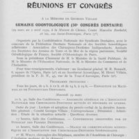 0118 - Page 115 - Réunions et congrès. Semaine odontologique (56e congrès dentaire). 29 mars au 2 avril 1939, à la Maison de Chimie, Centre Marcelin Berthelot, 8 bis, rue Saint-dominique, paris (7e)