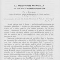 0210 - Page 205 - Travaux originaux. La radioactivité artificielle et ses applications biologiques par L. Kowarski