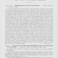 0225 - Page 220 - Revue analytique. Veau () — Embryologie de la face et bec-de-lièvre. — (Presse Médicale 26 octobre 1938) / Burian. — La genèse et la nature des difformités du nez et de la lèvre dans le bec-de-lièvre. — (Revue de Laryng. -otol. -rhin. , juillet 1938)