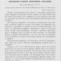 0327 - Page 322 - Travaux originaux. Protoxyde d’azote - Anesthésie - Analgésie par J. -M. Brille