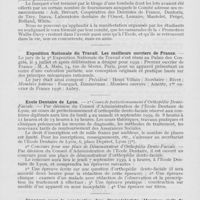 0450 - Page 443 - Nouvelles. Nomination / La promotion Wallis-Davy / Exposition Nationale du Travail. Les meilleurs ouvriers de France / Ecole dentaire de Lyon / Concours pour la nomination d'un Stomatologiste (Hospices civils de Lyon)