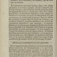 0020 - Page 20 - Deuxième classe d'alimens. Alimens qui contiennent la matière glutineuse, ou fibreuse, ou albumineuse, ou caséeuse, qui ne sont que des variétés