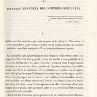 0007 - Page 7 - I – Quelles sont les maladies qui sont propres à la femme ? Déterminer si son organisation peut rendre compte de la prédominance de certains accidents morbides auxquels elle est particulièrement sujette