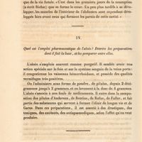 0042 - Page 42 - IV - Quel est l'emploi pharmaceutique de l'aloès ? Décrire les préparations dont il fait la base, et les comparer entre elles