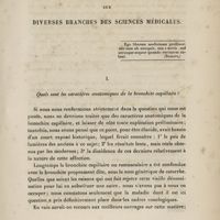 0005 - Page 5 - Questions sur diverses branches des sciences médicales. I. Quels sont les caractères anatomiques de la bronchite capillaire ?