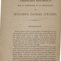 0007 - Page 7 - Recherches historiques sur la pathologie et la physiologie des sensations tactiles cutanées. Introduction