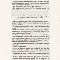 0049 - Page 49 - Observation V. Cataracte demi-molle de l'oeil gauche, opérée par extraction linéaire scléroticale. Succès