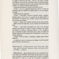 0056 - Page 56 - Observation IX. Double cataracte sénile, demi-molle, adhérente, opérée à droite par l'extraction linéaire scléroticale, iridochoroïdite. Insuccès
