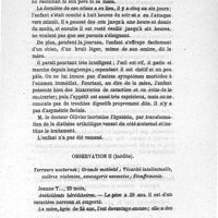 0063 - Page 63 - Observations. Observation II. Terreurs nocturnes ; grande motivité ; vivacité intellectuelle, colères violentes, sauvagerie excessive ; étouffements