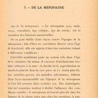 0011 - Page 9 - I. - De la ménopause. Age de la ménopause