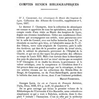 0072 - Page 56 - Comptes rendus bibliographiques. Dr J. Chompret, Les céramiques du Musée des hospices de Lyon. Collection des Albums du Crocodile, supplément n° I, Lyon, 1937. [Marcel Fosseyeux.]. / Georges Lote, La vie et l'oeuvre de François Rabelais, Paris, Droz, 1938, 674 p. in-8°, 15 planches n° 8