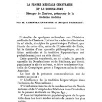 0125 - Page 109 - La pensée médicale Chartraine et le nominalisme. Bérenger de Chartres, précurseur de la médecine moderne. Par M. Laignel-Lavastine et Jacques Tribalet