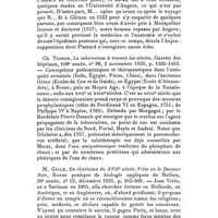 0226 - Page 210 - Glanes bibliographiques. Ch. Metzger, François Rabelais, angevin et médecin, Archives méd. d'Angers, 38e année, n° 12, décembre 1935, p. 177-183. / Ch. Toinon, La tuberculose à travers les siècles, Gazette des hôpitaux, 108e année, n° 88, 2 novembre 1935, p. 1485-1492. / M. Gille, Un charlatan du XVIIe siècle, Vriès ou le Docteur Noir, Revue pratique de biologie appliquée de Hallion, 28e année, n° 12, décembre 1935, p. 362-368