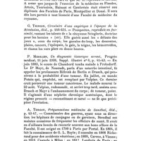 0241 - Page 225 - Glanes bibliographiques. E. Leclair, Réorganisation des études et de l'exercice de la médecine, de la chirurgie et de la pharmacie dans le pays d'Artois en 1757, ibid., p. 437-446. / G. Thirion, Circulaire d'une empirique à l'époque de la Révolution, ibid., p. 446-451. / P. Merklen, Un diagnostic historique erroné, Progrès médical, 11 juin 1938, Suppl. illustré n° 6, p. 41-43. / A. Turgon, Fréquentations médicales de Stendhal, ibid., p. 43-47