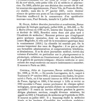 0242 - Page 226 - Glanes bibliographiques. A. Turgon, Fréquentations médicales de Stendhal, ibid., p. 43-47. / Caloni, Collioure, Soc. Agricole, scientif. et litt. Des Pyrénées-Orientales, vol. 60, 1938, p. 9-138. / M. Gille, Isidore Bourdon journaliste et académicien, Revue pratique de biologie appliquée, juillet 1938, p. 202-208. / Coutela, Félix de Lapersonne, Revue médicale française, fév. 1938, p. 91-96