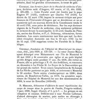 0280 - Page 264 - Analyses bibliographiques. M. Gille, Séance pulique annuelle. - Revue pratique de biologie appliquée, de Hallion, nov. 1938, p. 329-334. / Uzureau, Les derniers jours de la Faculté de médecine d'Angers, Archives méd. d'Angers, 42e année, n° 12, déc. 1938, p. 284-286. / Uzureau, Fondation de l'Hôpital de Montréal par les Angevines, ibid., juin 1939, p. 125-126. / R. Mercier, Silhouettes d'officiers de santé républicains des corps de troupe dans la guerre de Vendée, Progrès médical, 7 janv. 1939, Suppl. illustré, n° 1, p. 1-7