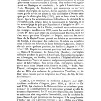 0281 - Page 265 - Analyses bibliographiques. R. Mercier, Silhouettes d'officiers de santé républicains des corps de troupe dans la guerre de Vendée, Progrès médical, 7 janv. 1939, Suppl. illustré, n° 1, p. 1-7. / Uzureau, Les étudiants en médecine d'Angers, mai 1790, Archives médicales d'Angers, janv. 1939, p. 18-19