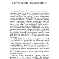 0112 - Page 94 - Comptes rendus bibliographiques. M. Duvernoy, Sophie Duvaucel, d'après des correspondances inédites, Mém. de la Soc. d'émulation de Montbéliard, vol. LIV, 1939, p. 51-86. / Uzureau, Les eaux minérales de l'Epervière, Arch. méd. d'Angers, n° 11, nov. 1939, p. 223-224