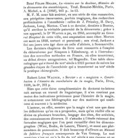 0118 - Page 100 - Comptes rendus bibliographiques. Dr P. Sérieux, le Parlement de Paris et la surveillance des maisons d'aliénés et de correctionnaires aux XVIIe et XVIIIe siècle, (..., 1938 ...). / René Fülon-Miller, La victoire sur la douleur, Histoire de la découverte des anesthésiques, Trad. Benoist-Méchin, Paris, A. Michel, s. d. [1940], 462 p.. in-12. / Robert Léon Wagner, « Sorcier » et « magicien ». Contribution à l'histoire du vocabulaire de la magie, Paris, Droz, 1939, in-8°, 292 p