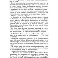 0120 - Page 102 - Comptes rendus bibliographiques. Eugène Bouchel, Le Culte de Saint Crapard à Lhuys (Aisne). Bull. de la Soc. hist. de Haute-Picardie, T. IV, 1926, p. 23 à 27. / E. Bouchel, Le culte des SS. Rufin et Valère à Bazoches, Bull. de la Société hist. de Haute-Picardie, T. III, 1925, p. 115-118. / E. Bouchel, Le culte de Saint Aubin à Retheuil (arrondissement de Soissons). Bull. de la Soc. hist. de Haute-Picardie, T. III, 1925, p. 97 à 100