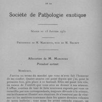 0015 - Page 1 - Séance du 13 janvier 1932. Allocution de M. Marchoux.