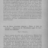 0027 - Page 13 - Séance du 13 janvier 1932. Communications. Syndrome exanthématique au cours d'une épidémie de dengue, par V. Labernadie. / Cas de fièvre récurrente observés à Dakar et dans ses environs. - Découverte de l'Ornithodore agent de transmission de l'infection, par C. Durieux