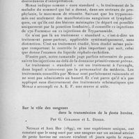 0058 - Page 44 - Séance du 13 janvier 1932. Communications. Quelques derniers mots au sujet de la « Cure-standard » de la maladie du sommeil, par G. Muraz. / Sur le rôle des sangsues dans la transmission de la peste bovine, par G. Gurasson et L. Didier