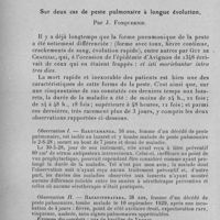 0192 - Page 176 - Société des sciences médicales de Madagascar. Séance du 22 décembre 1931. Communications. Sur deux cas de peste pulmonaire à longue évolution, par J. Fonquernie