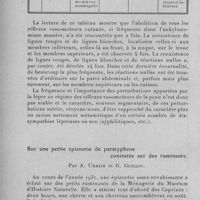 0220 - Page 204 - Séance du 9 mars 1932. Communications. Lignes rouges et lignes blanches réactions nulles des lépreux. Par G. Delamare et R. Jimenez Gaona. / Sur une petite épizootie de paratyphose constatée sur des ruminants, par A. Urbain et G. Guillot