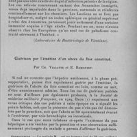 0439 - Page 421 - Séance du 11 mai 1932. Communications. Renseignements recueillis sur le paludisme à Thakhek (Laos) au cours d'une visite effectuée en février 1932, par H. M. Monier. (Laboratoire de bactériologie de Vientiane.). / Guérison par l'émétine d'un abcès du foie constitué, par Ch. Vialatte et E. Remontet