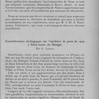 0617 - Page 597 - Séance du 8 juin 1932. Mémoires. Le mal de Cadéras des bovidés du Paraguay, par L. E. Migone et Raul Peña. / Considérations étiologiques sur l'épidémie de peste de 1929 à Saint-Louis du Sénégal, par G. Lefrou