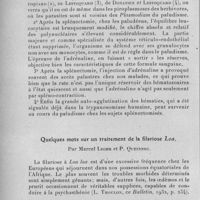 0714 - Page 690 - Séance du 6 juillet 1932. Communications. Paludisme et splénectomie, par Ed. Benhamou. / Quelques mots sur un traitement de la filariose Loa, par Marcel Leger et P. Queinnec
